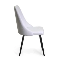 Sedia in ecopelle Oliver bianco con struttura nera