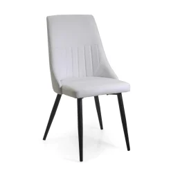Sedia in ecopelle Oliver bianco con struttura nera