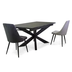 Sedia in ecopelle Oliver nero con struttura nera 48x58xh48/90 cm