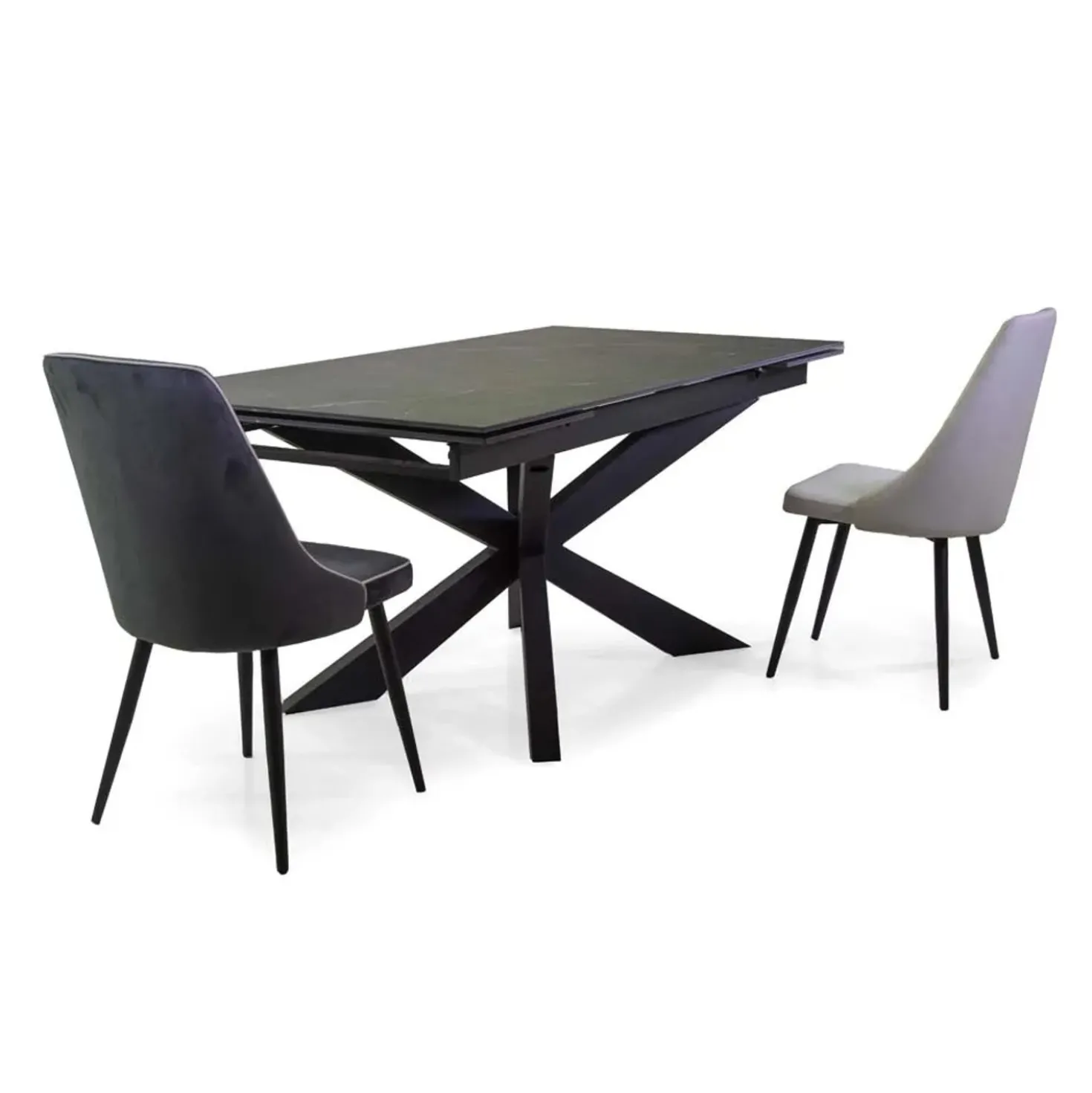 Sedia in ecopelle Oliver nero con struttura nera 48x58xh48/90 cm