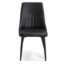 Sedia in ecopelle Oliver nero con struttura nera 48x58xh48/90 cm
