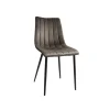 Sedia in velluto imbottito con gambe in metallo grigio scuro