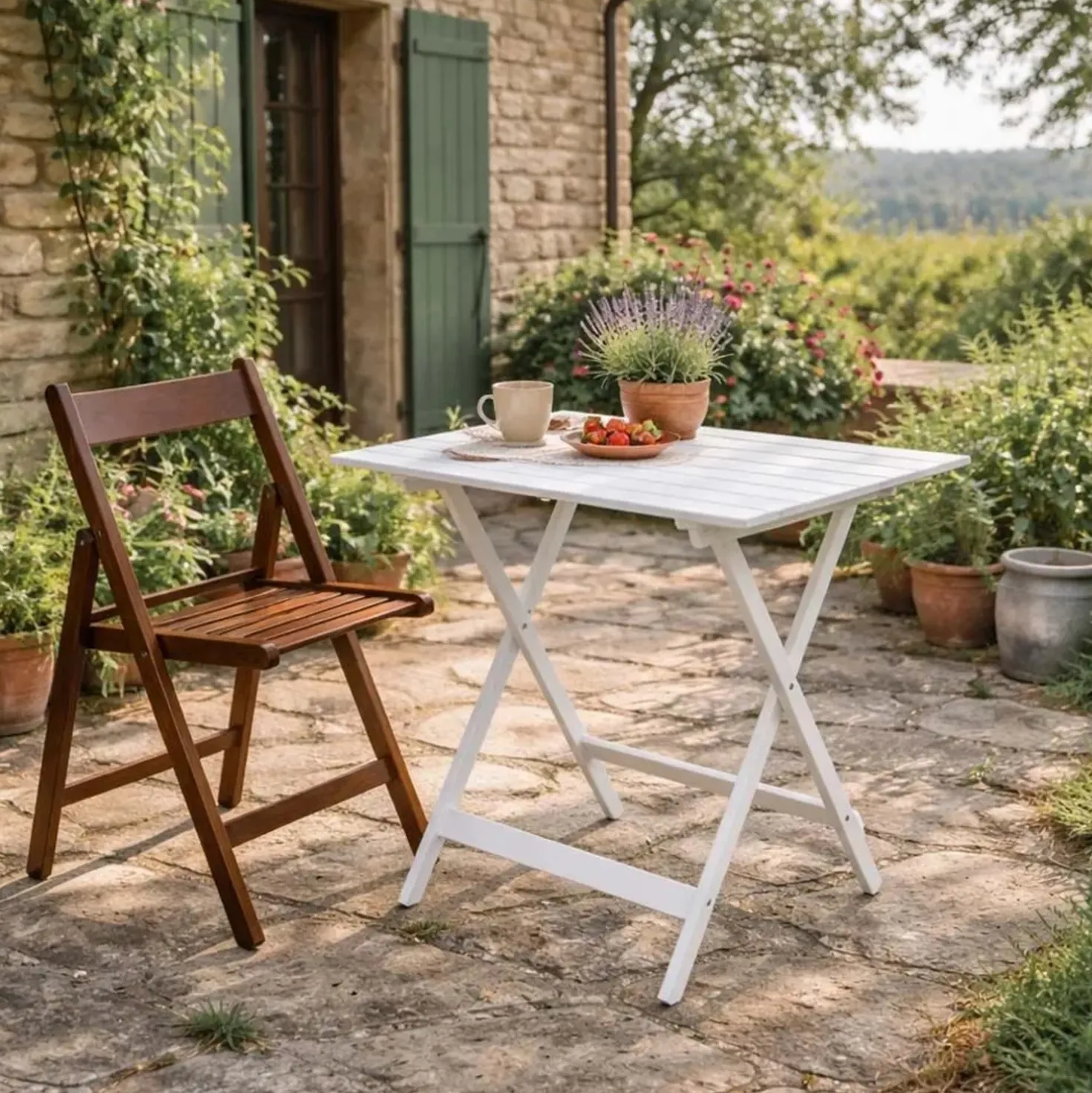 Sedia pieghevole a listelli in legno 48x43x79 cm noce