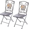 Sedie da giardino pieghevoli Mosaico Flower in metallo nero 2 pz
