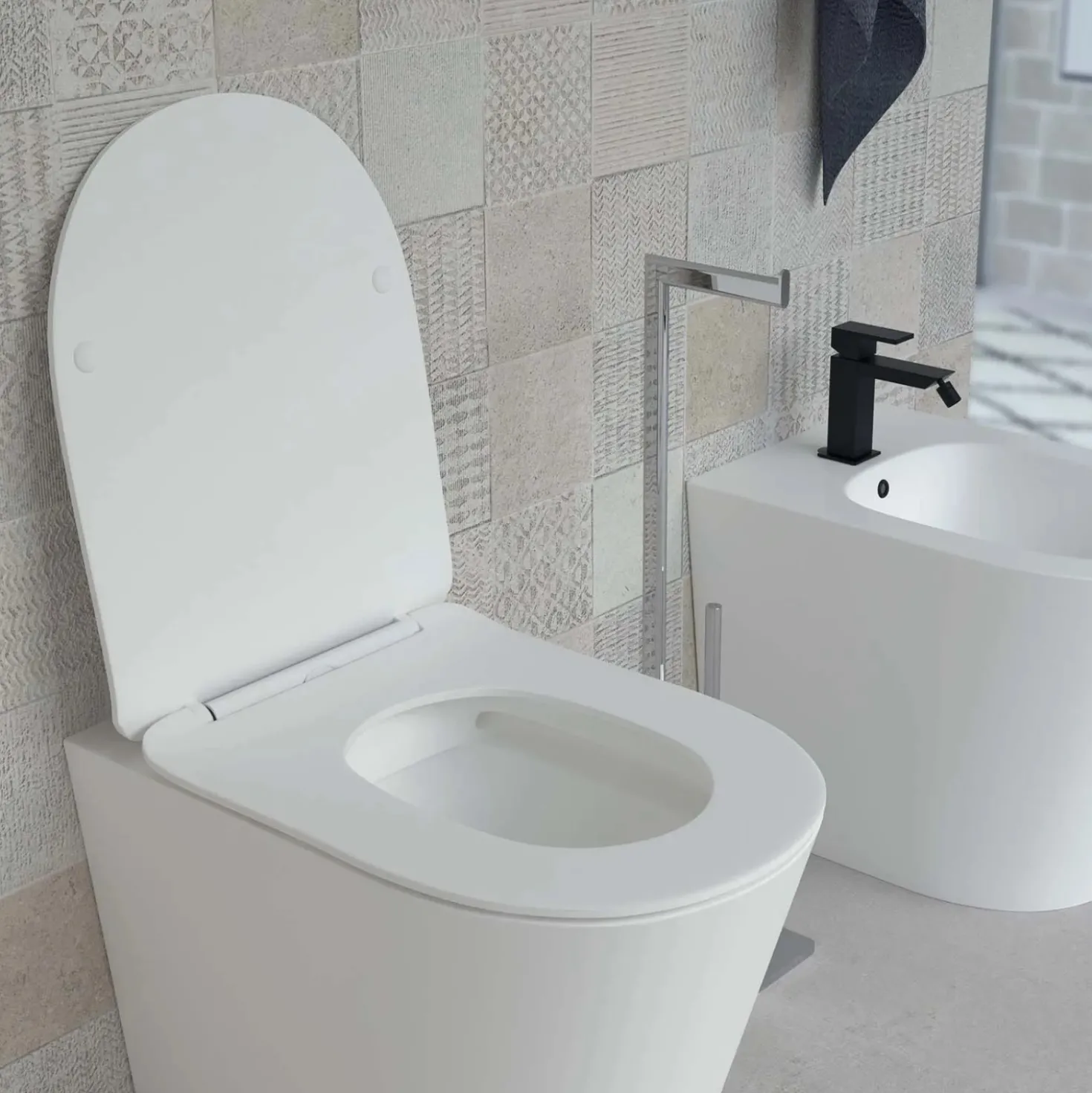Sedile WC slim Round in termoindurente 460x365x42 mm
