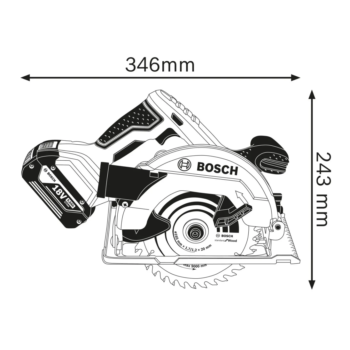 Sega circolare a batteria Bosch Professional GKS18V-57 G Solo con lama e L-Boxx