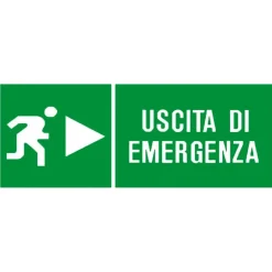 Segnaletica di sicurezza "Uscita di emergenza" a destra 31 x 14 cm