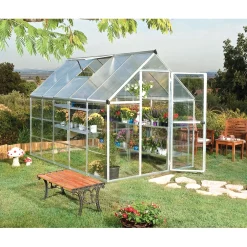 Serra da giardino Palram Canopia Hybrid 3,1x1,9 argento pareti laterali chiare