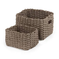 Set 2 cestini in carta intrecciata Lisou tortora