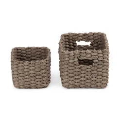 Set 2 cestini in carta intrecciata Lisou tortora