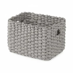 Set 2 cestini in carta intrecciata Lisou color grigio