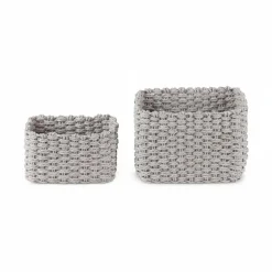 Set 2 cestini in carta intrecciata Lisou color grigio