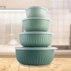 Set 4 ciotole Poker Chef con coperchio verde