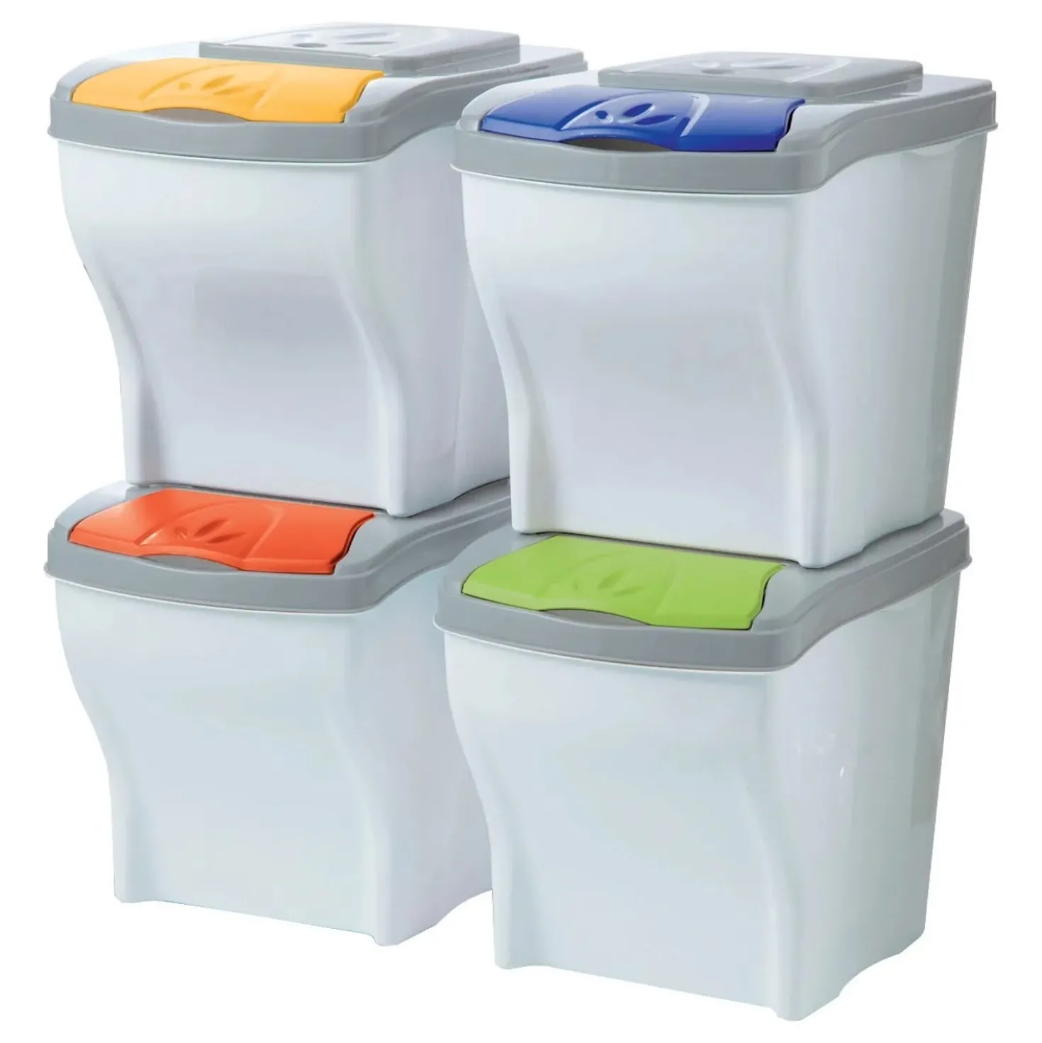 Set 4 pattumiere per raccolta differenziata Poker 80 l col assortiti