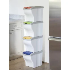 Set 4 pattumiere per raccolta differenziata Poker 80 l col assortiti