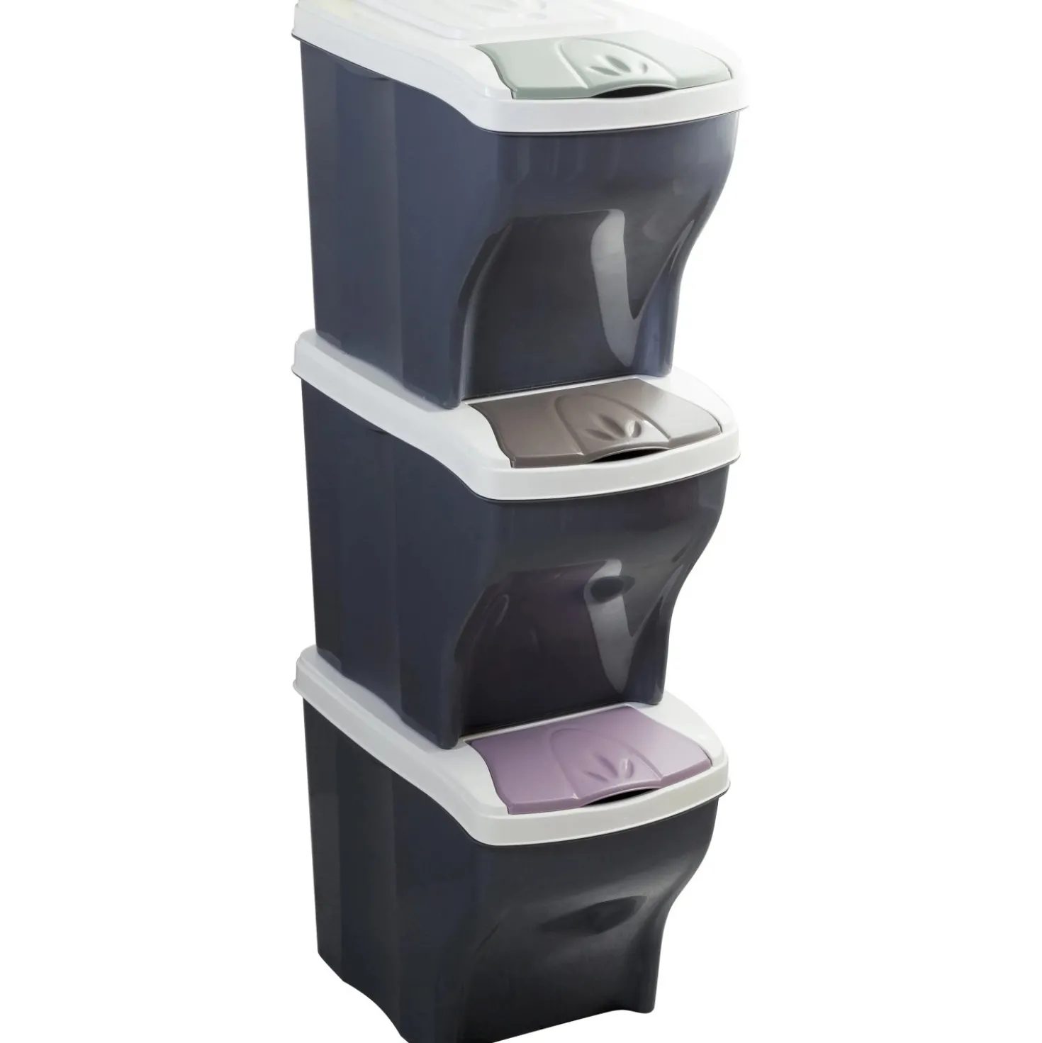 Set 3 pattumiere per raccolta differenziata Poker Tris 60 l col assortiti