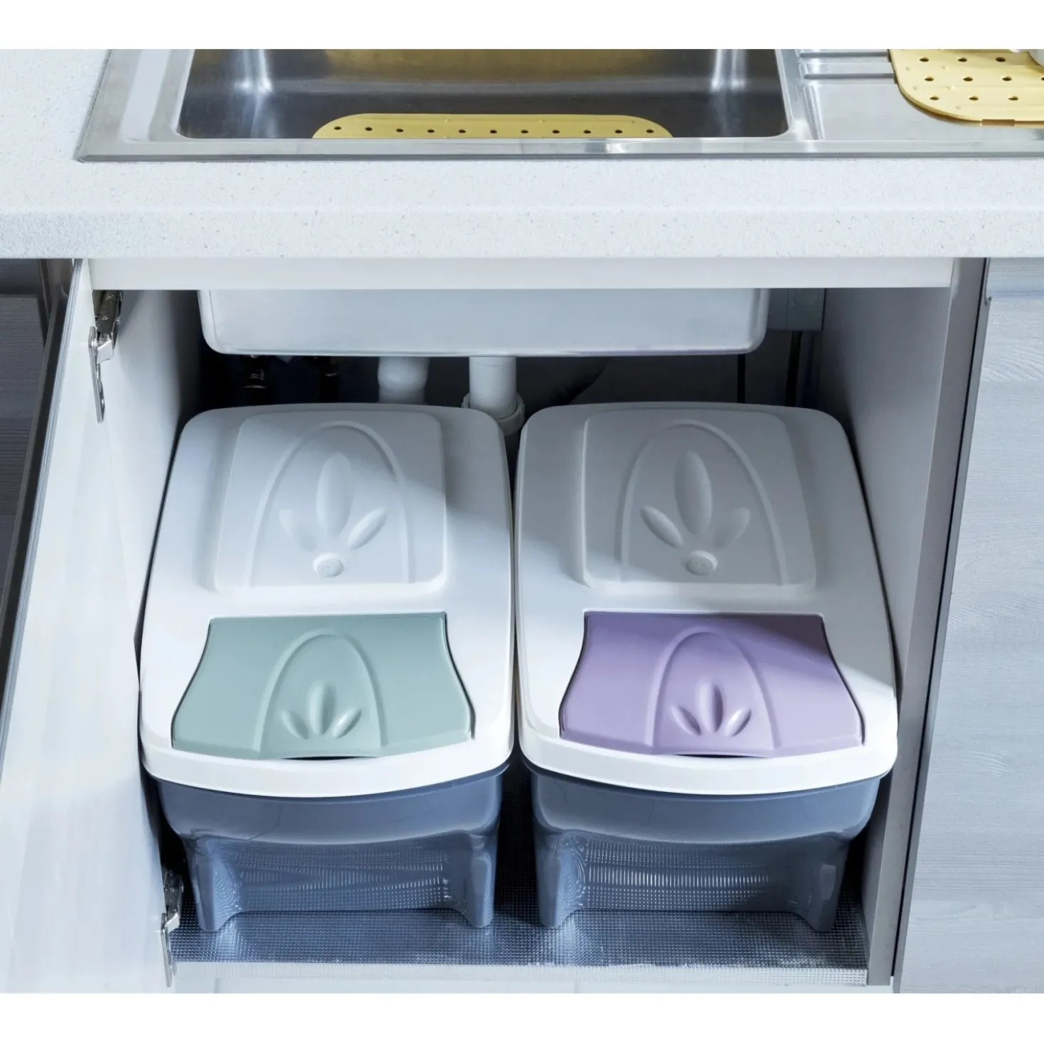 Set 3 pattumiere per raccolta differenziata Poker Tris 60 l col assortiti