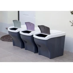 Set 3 pattumiere per raccolta differenziata Poker Tris 60 l col assortiti