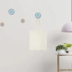 Set 4 pomoli appendiabiti in poliresina rotondi blu e arancioni