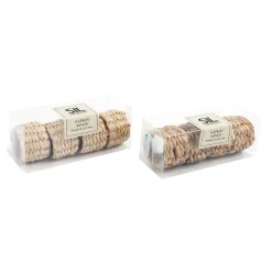 Set 4 portatovaglioli in rattan 20x5x3,5 cm marrone chiaro