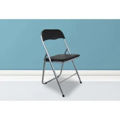 Set 6 sedie pieghevoli in acciaio imbottite Nero 45x45x45/80 cm