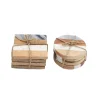 Set 4 sottobicchieri in legno e marmo 10x10x1,5 cm