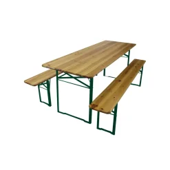 Set birreria tavolo in legno e metallo H 45/75x200x70 cm e 2 panche