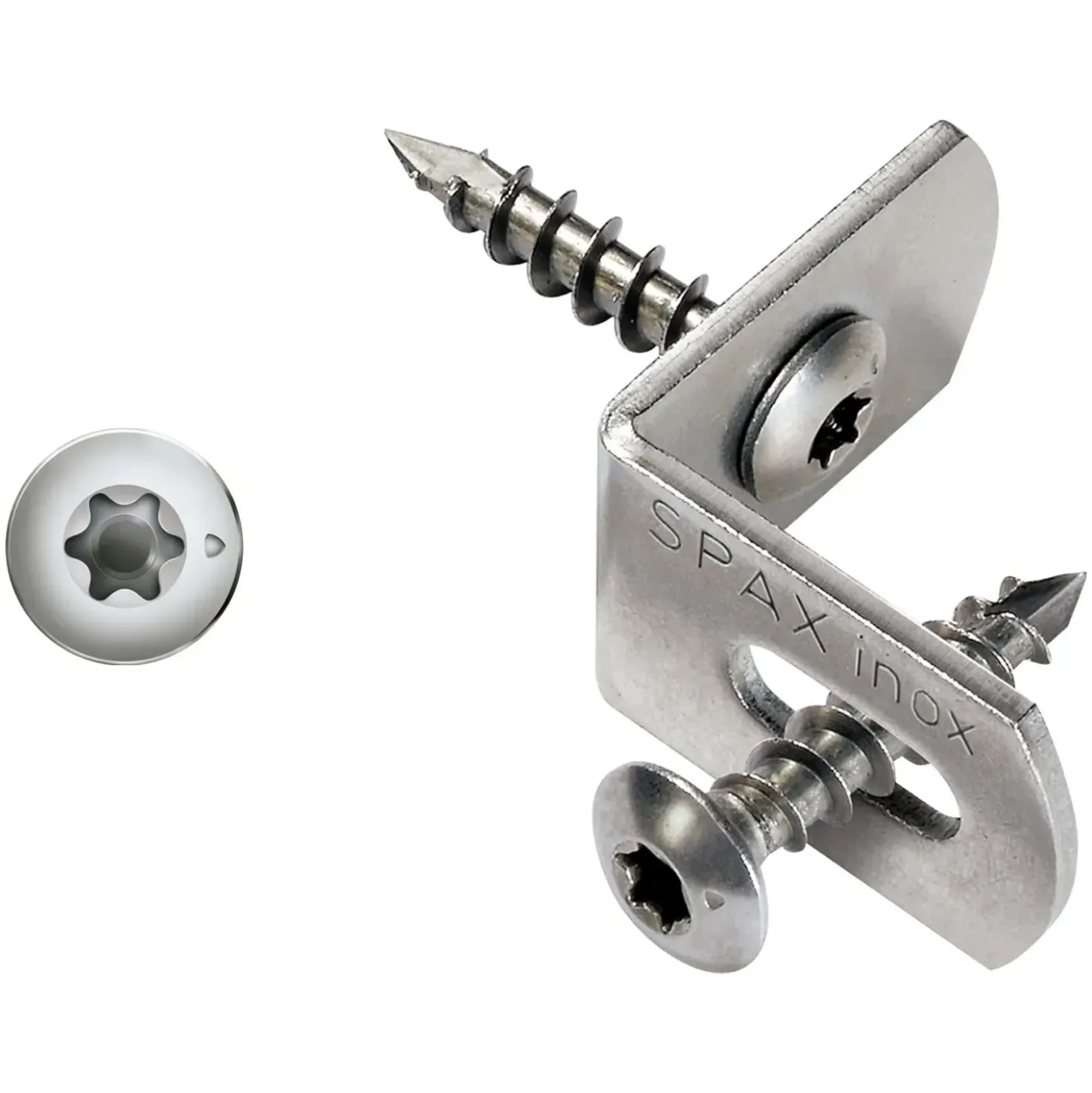 Set connettori in acciaio inox per recinzione Spax 7x35 mm 12 pz