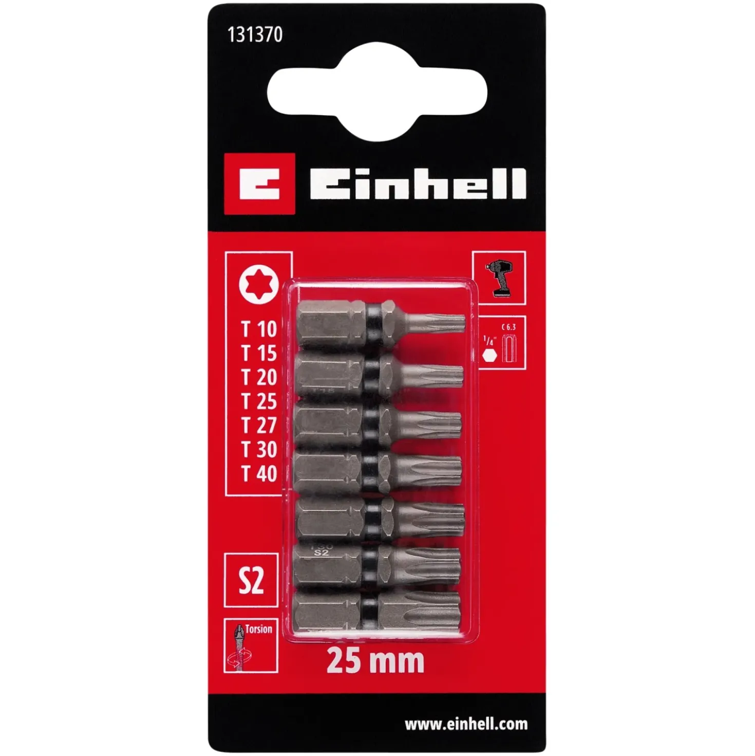 Set di bits con zona di torsione 25 mm torx 7 pz