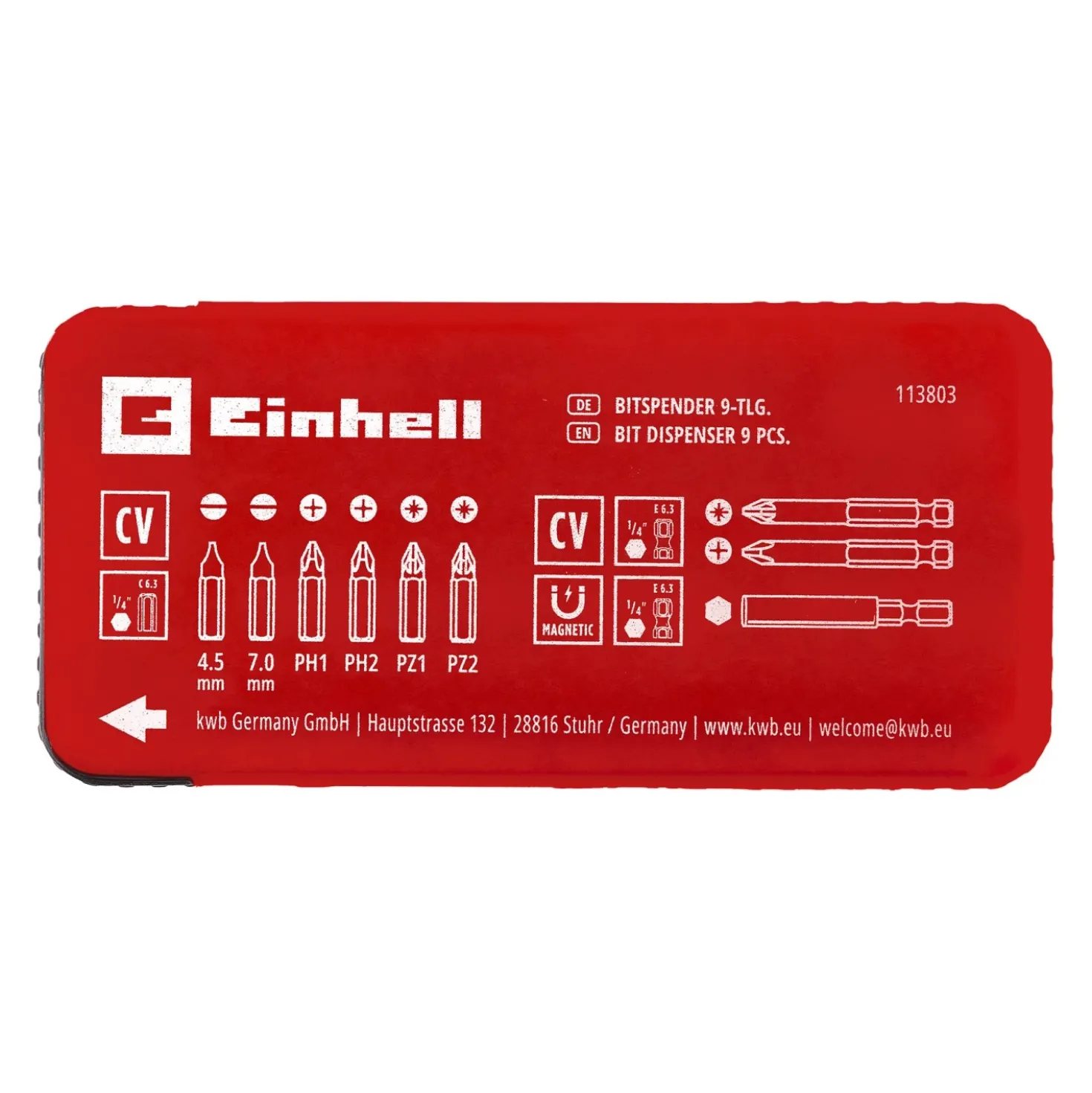 Set di inserti Einhell in scatola dispenser 9 pz