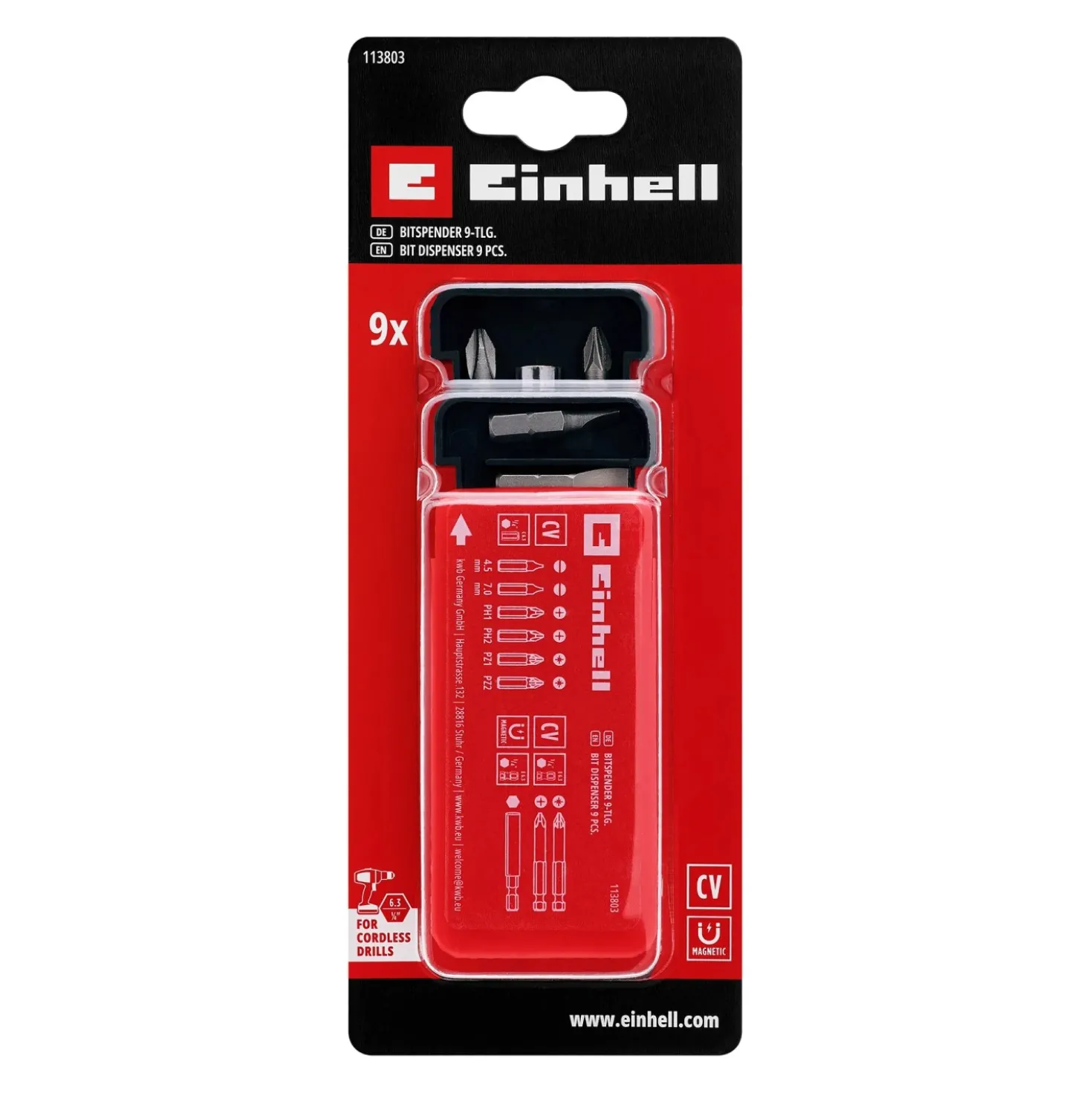 Set di inserti Einhell in scatola dispenser 9 pz