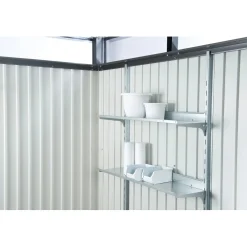 Set di scaffali per casetta da giardino Biohort Europa e AvantGarde zincato