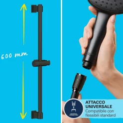 Set doccia Grohe Vitalio Start 110 Nero opaco con 2 tipi di getto Quickfix