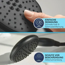 Set doccia Grohe Vitalio Start 110 Nero opaco con 2 tipi di getto Quickfix
