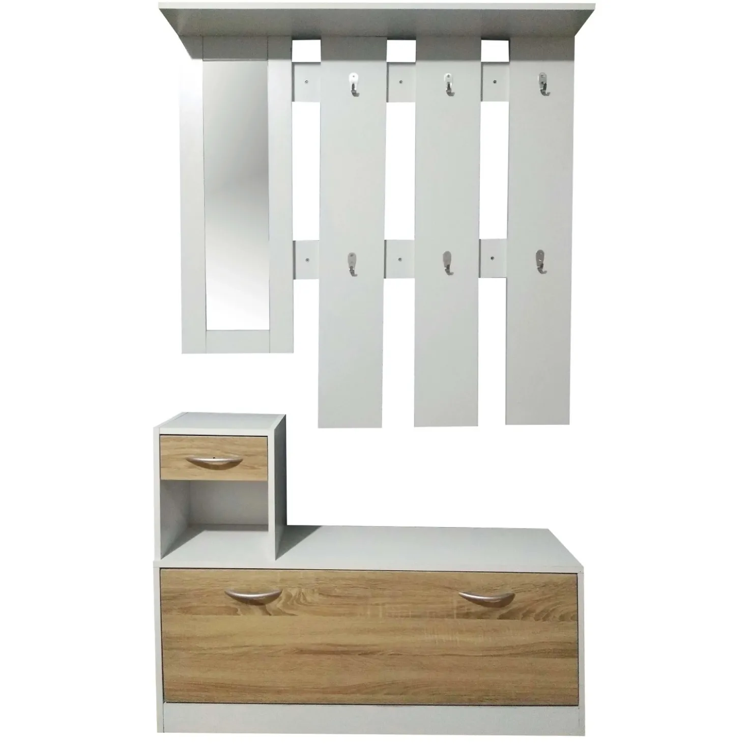Set mobili ingresso composto da scarpiera appendiabiti e specchio