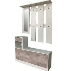 Set mobili ingresso in pannello truciolare 100x24x159 cm bianco cemento