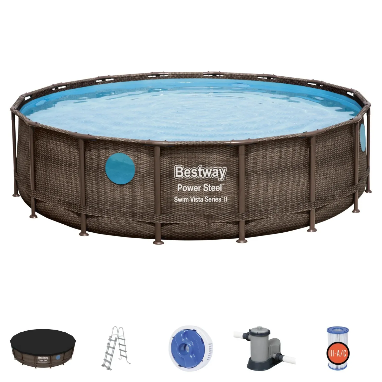 Set piscina fuori terra Bestway® Power Steel™ Swim Vista™ II 4.88 m x 1.22 m