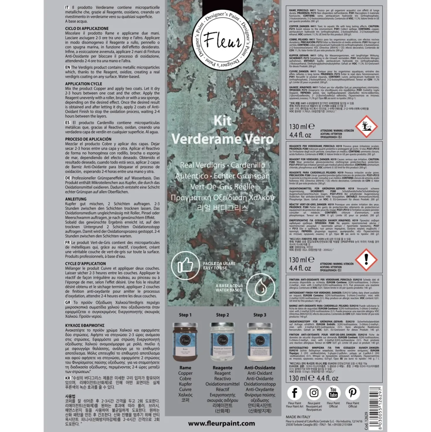 Set pittura effetto verderame Fleur Real Verdigris 130 ml