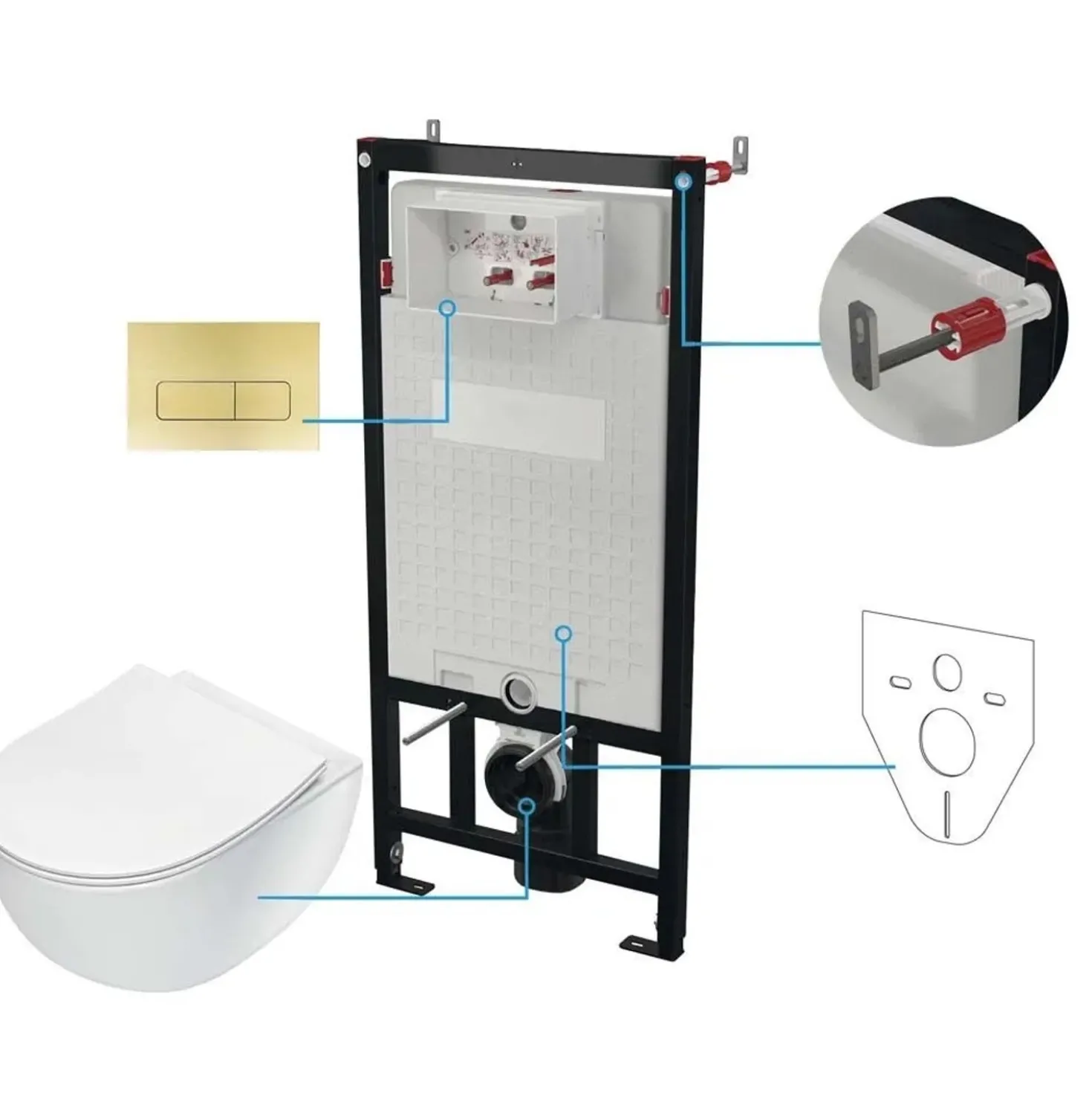 Set WC murale Artemides 6 in 1 Oro Spazzolato