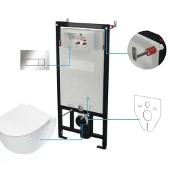 Set WC murale Artemides 6 in 1 bianco - cromo