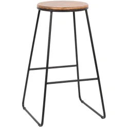 Sgabello Achelor naturale con gambe nere 32x32x71 cm