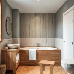 Sgabello bagno in massello di larice