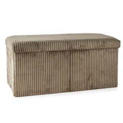 Sgabello contenitore pieghevole in velluto 60x30xH29 cm castagna