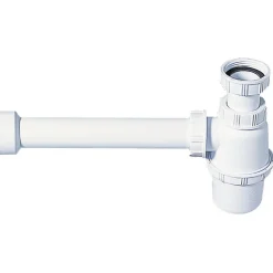 Sifone Lavabo a bottiglia bianco con tubo uscita e rosone
