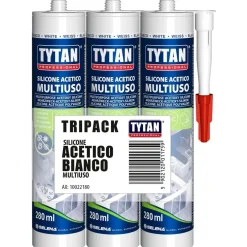 Silicone acetico antimuffa Tytan 280 ml bianco 3 pz