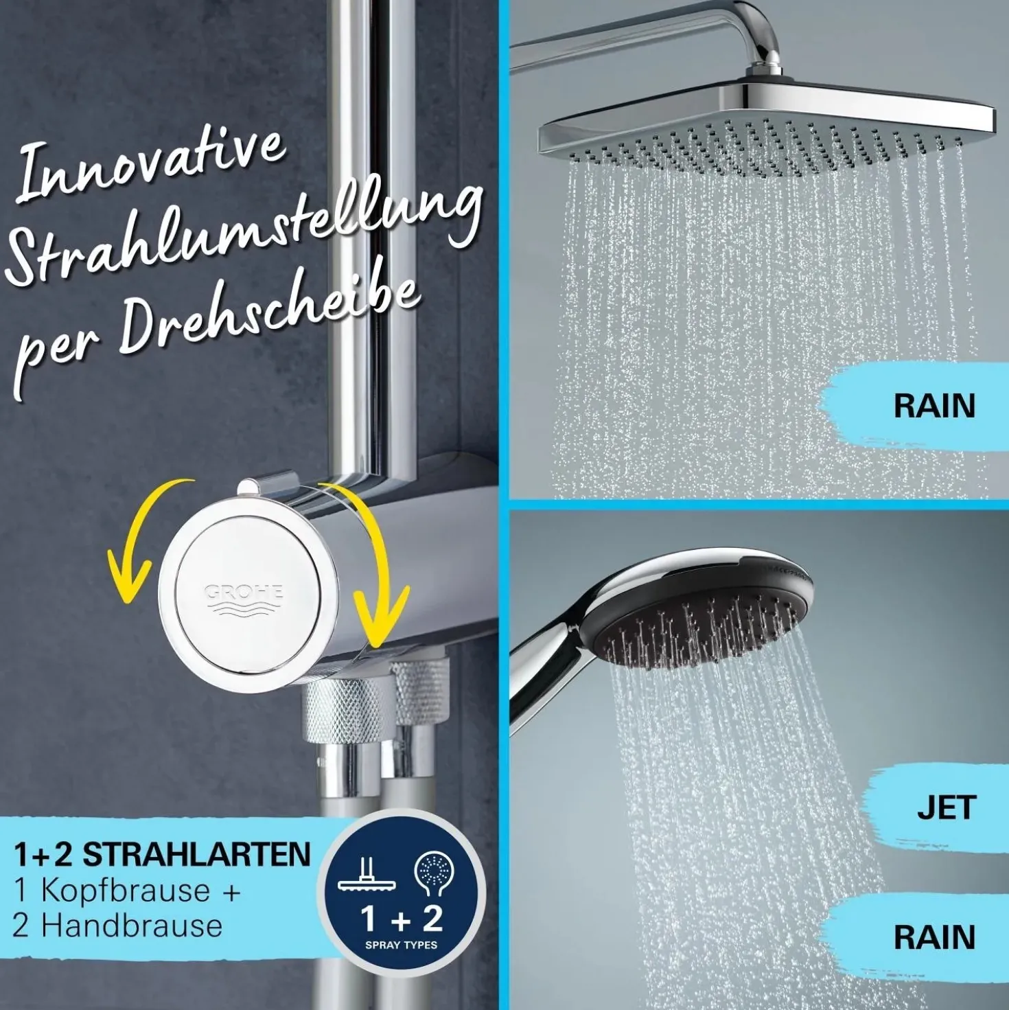 Sistema doccia Flex con deviatore Grohe Vitalio Start System 250