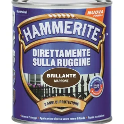 Smalto a solvente antiruggine Hammerite brillante marrone 0,75 l
