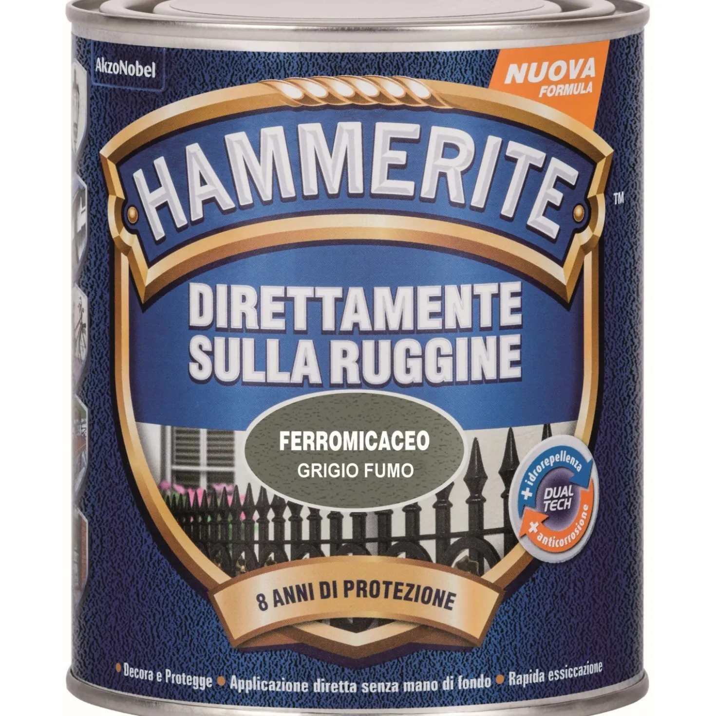 Smalto a solvente antiruggine Hammerite ferromicaceo grigio fumo 0,75 l