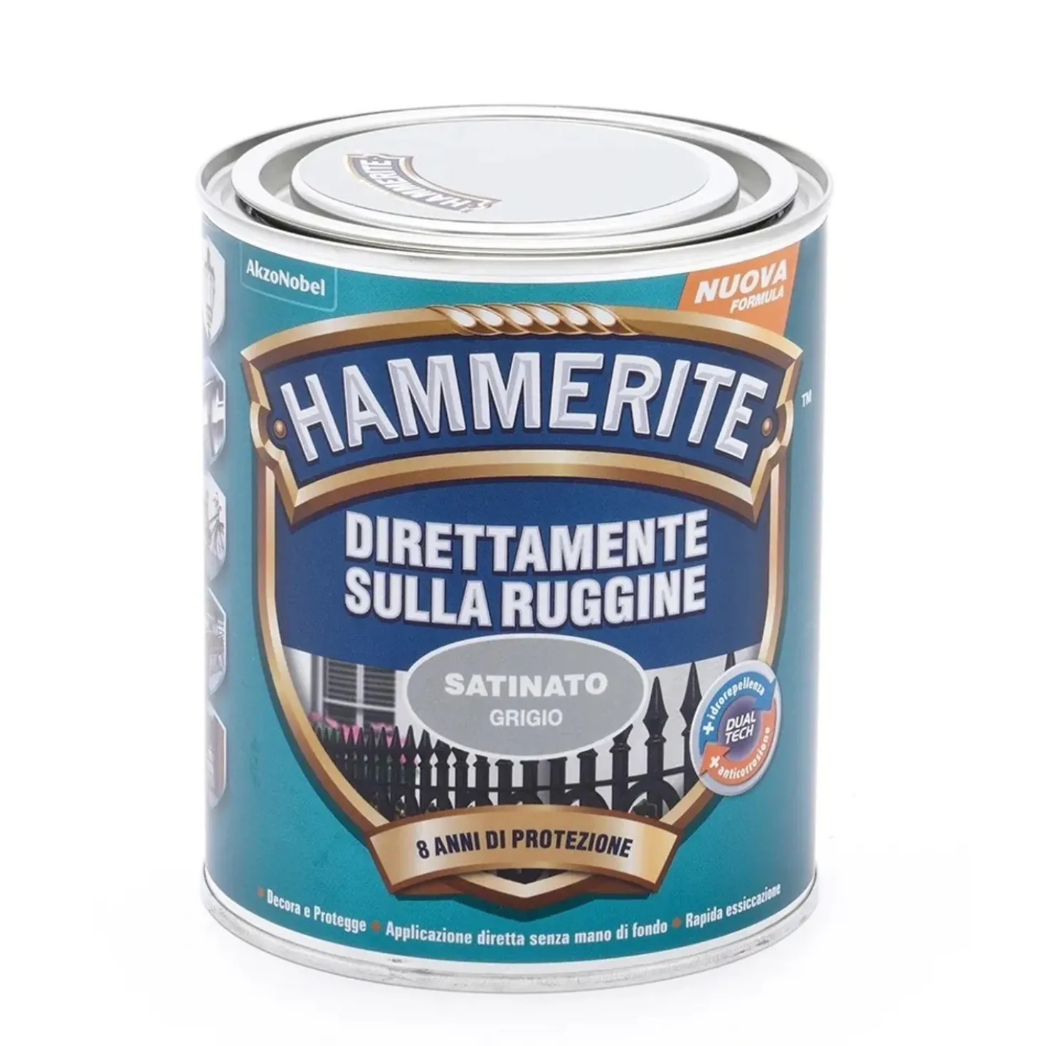Smalto a solvente satinato Hammerite grigio 0,75 l