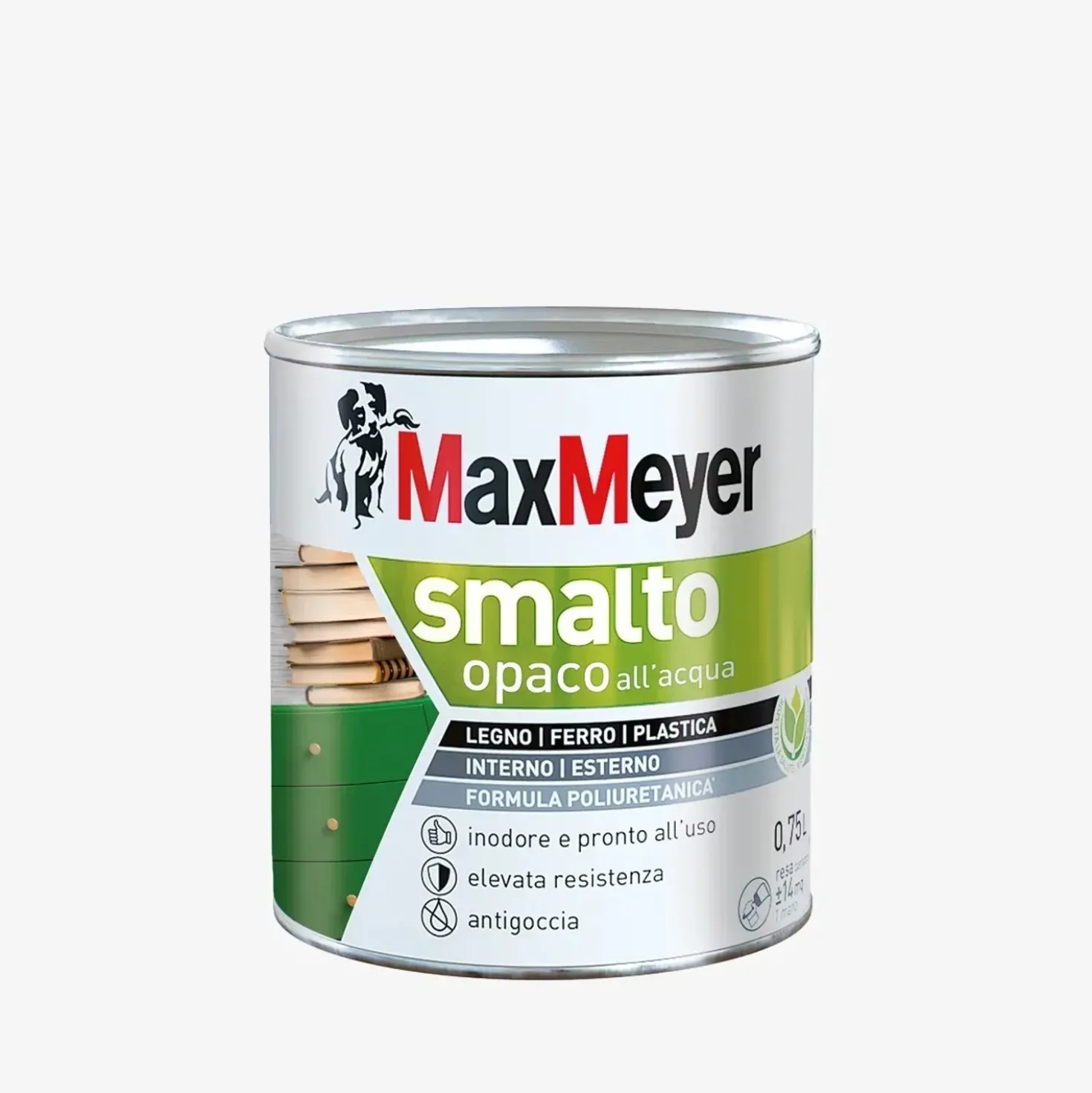 Smalto all'acqua poliuretanico opaco MaxMeyer bianco 0,75 l